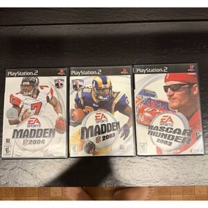 EA Sports PlayStation 2 PS2 Game Lot 3: Madden NFL 2003, 2004, NASCAR Thunder